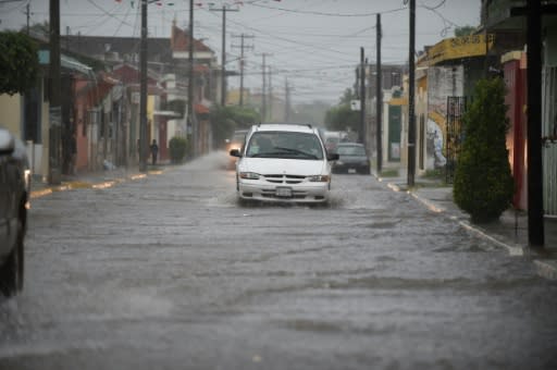 Streets were flooded in Escuinapa in Mexico's Sinaloa state as Hurricane Willa made landfall on October 23, 2018