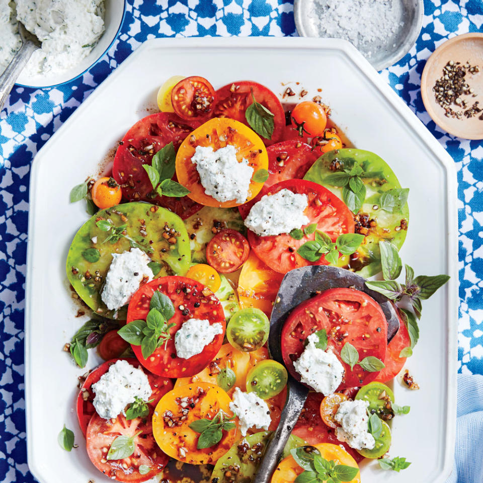 Tomato Salad with Herbed Ricotta and Balsamic Vinaigrette