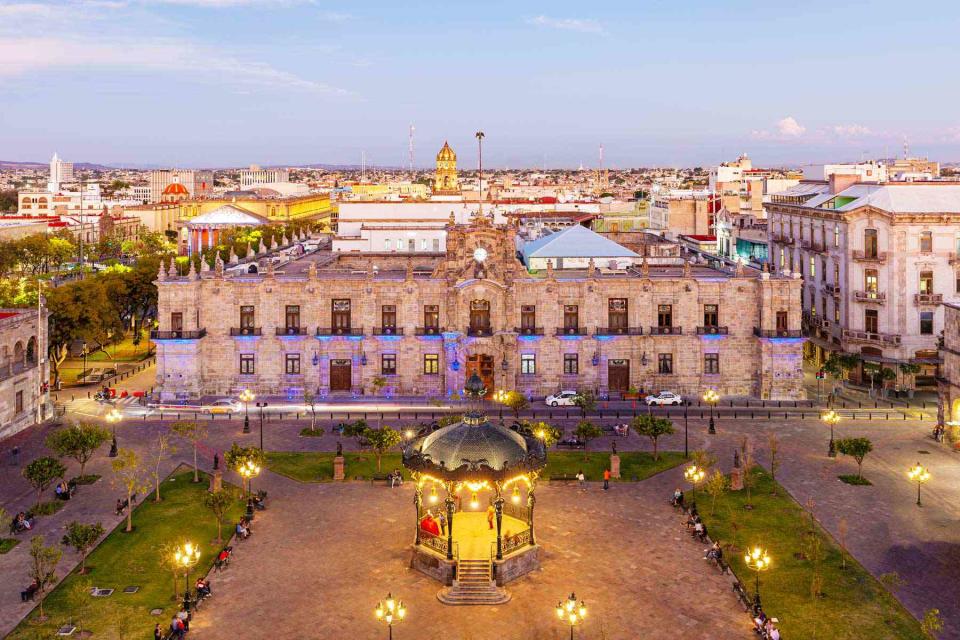 <p>Getty Images</p> View of the Plaza de Armas in Guadalajara, Mexico.