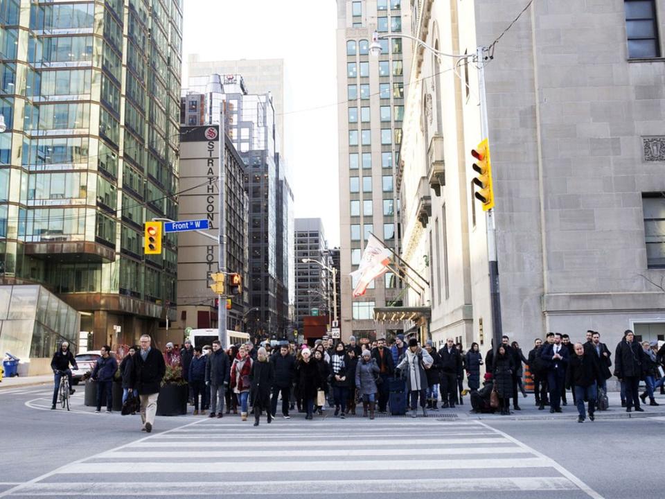 Toronto's Financial District As Stock Market Bloodbath Kept At Bay In Canada With Gold Rally