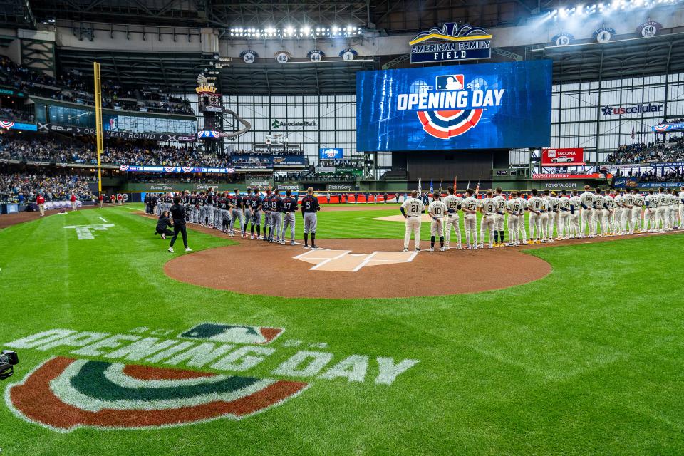 Milwaukee Brewers face off the Minnesota Twins for the home opener game on Tuesday April 2, 2024 at American Family Field in Milwaukee, Wis.