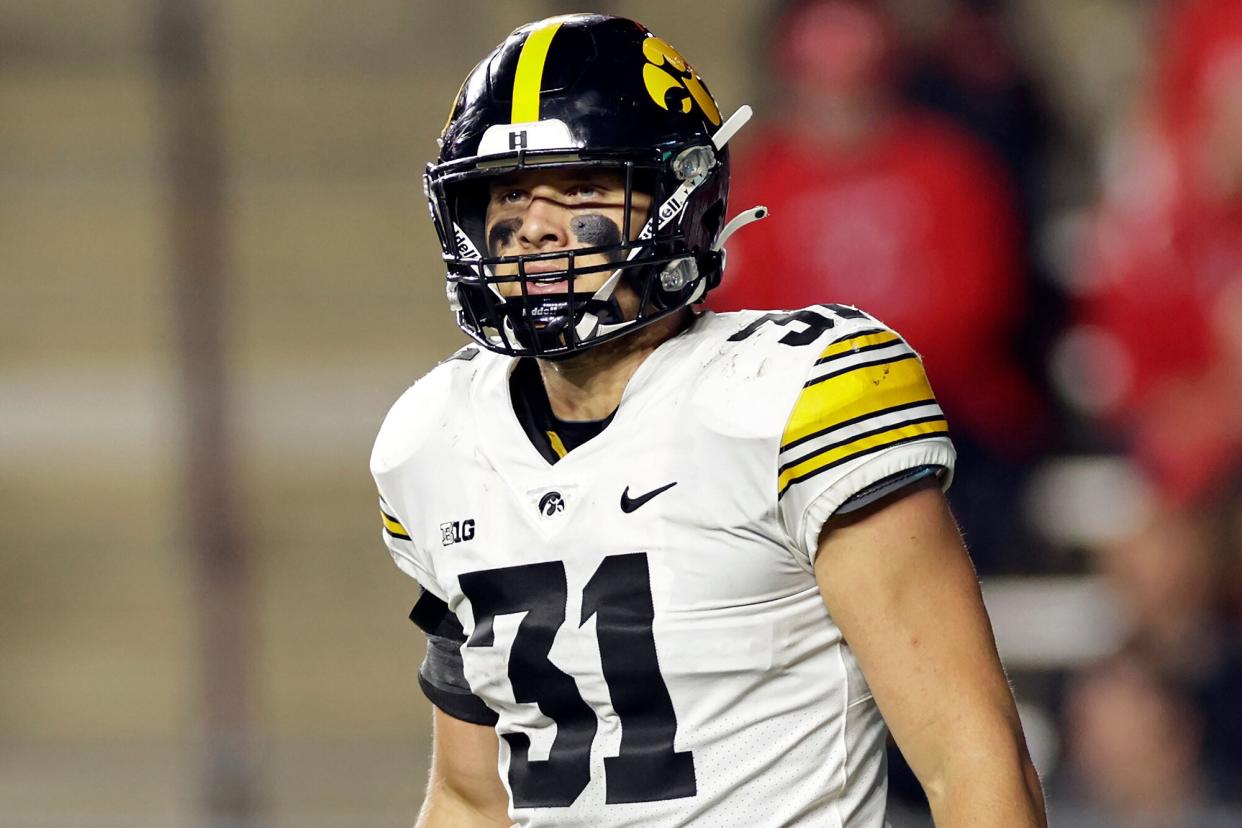 Iowa linebacker Jack Campbell (31) in action against Rutgers during an NCAA football game, in Piscataway, N.J Iowa Rutgers Football, Piscataway, United States - 24 Sep 2022