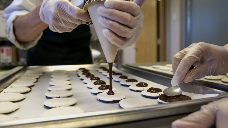 Bakers creating peppermint patties