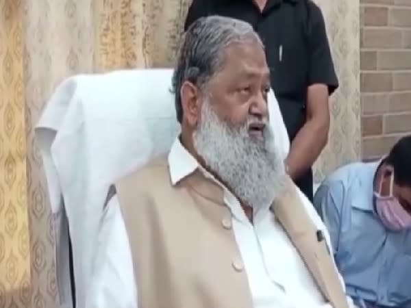 Haryana Home Minister Anil Vij speaking to reporters in Ambala on Saturday. [Photo/ANI]