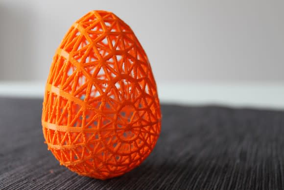 3D printed egg on a table.