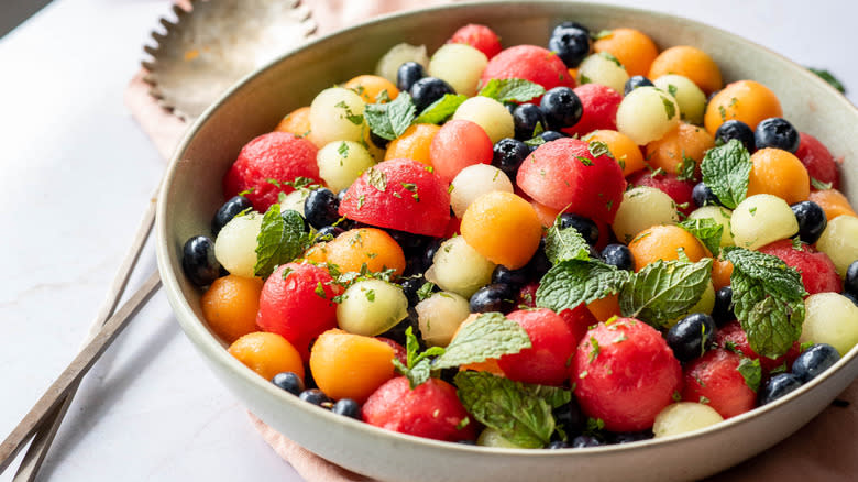 Melon fruit salad with mint