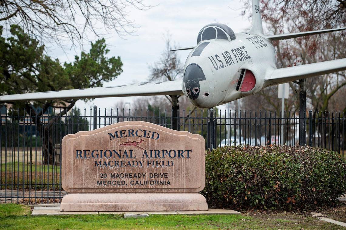 The Merced Yosemite Regional Airport in Merced, Calif., on Thursday, Dec. 21, 2023. City of Merced leaders held a groundbreaking ceremony Thursday, for a $17 million dollar airport terminal replacement project. The project will include updates to the existing 1940s-era terminal as well as the construction of a new energy-efficient and sustainable facility.