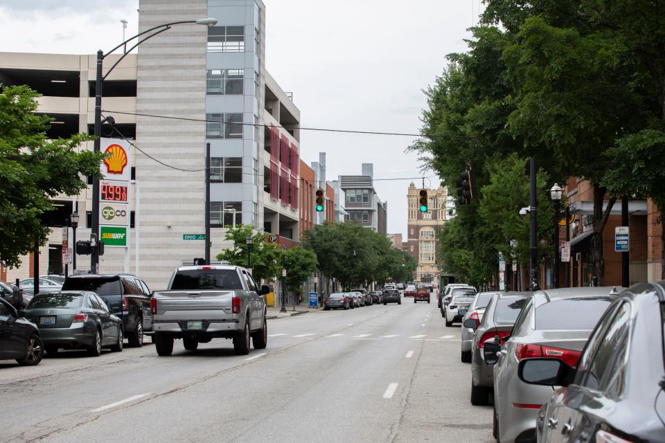 A view of Calhoun Street, the dividing line between Clifton Heights and Corryville at the southern end of the University of Cincinnati campus, in early June. A committee is working to get the city to rename the street for former UC basketball star and local businessman Oscar Robertson.