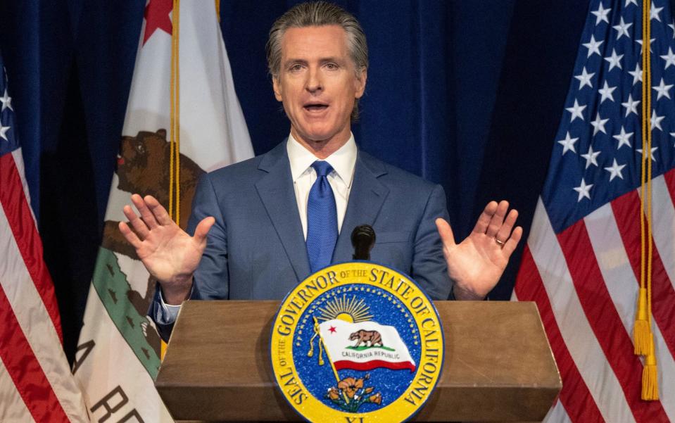 California Gov. Gavin Newsom speaks during a news conference on Friday, May 12, 2023, - Hector Amezcua/The Sacramento Bee