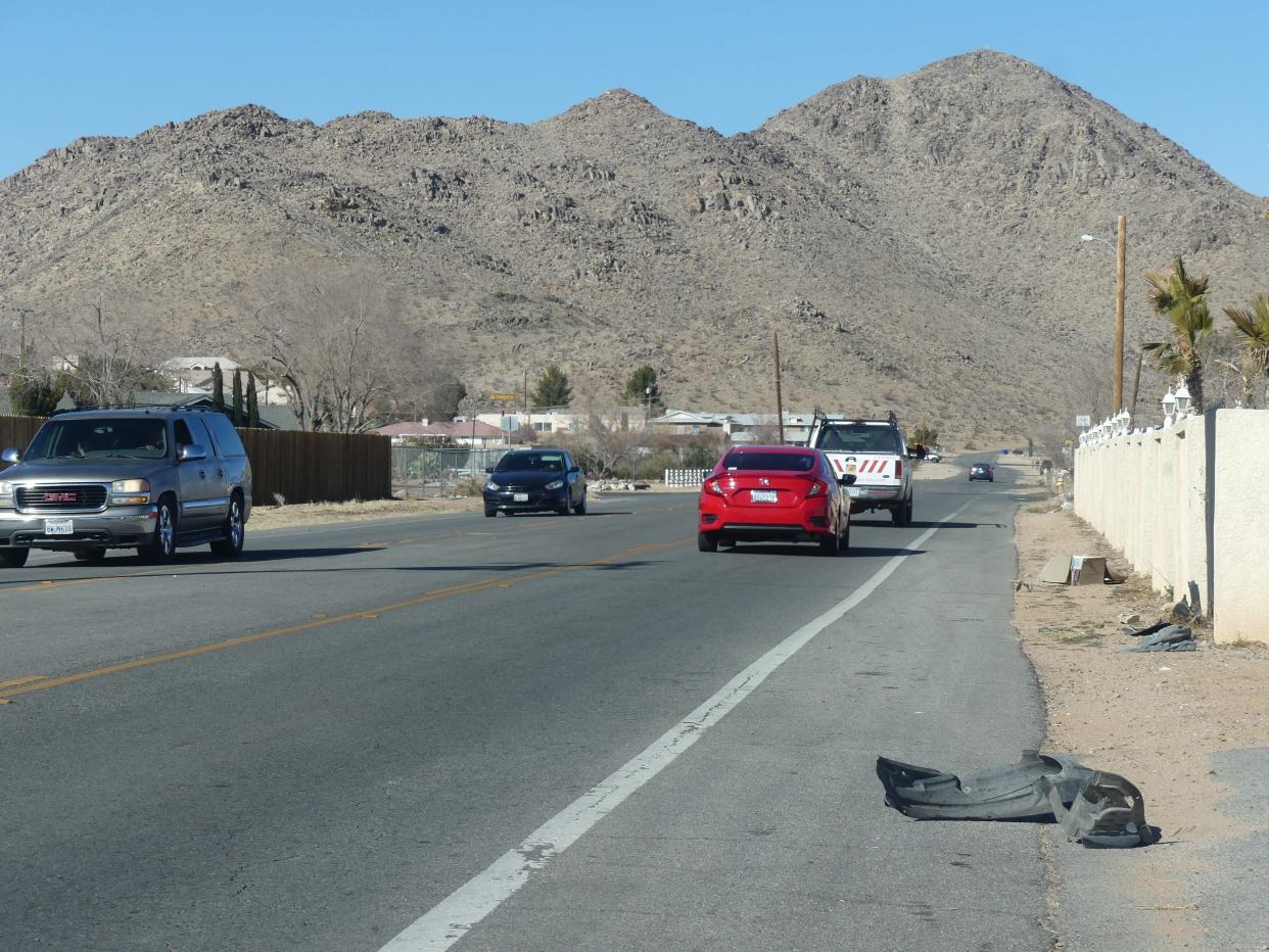 A 30-year-old woman was fatally struck by a vehicle on Tuesday night as she walked on Rancherias Road in Apple Valley, authorities said.