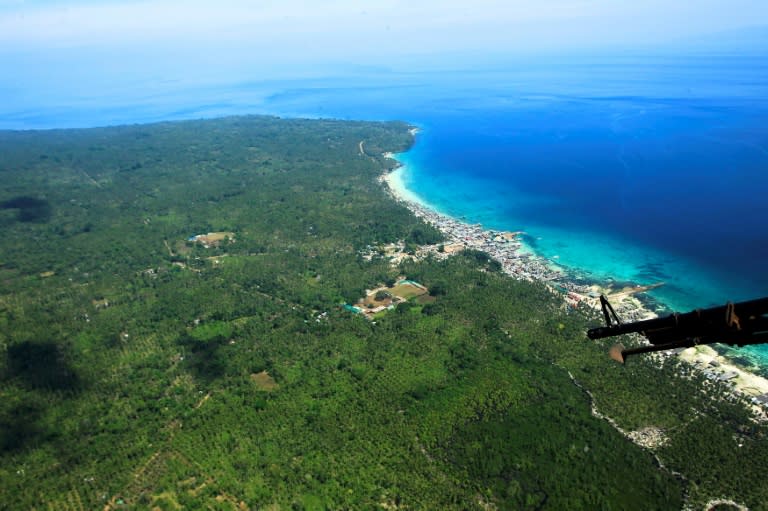A shot taken from a Philippine air force helicopter of the coastal area of Jolo town, Sulu province, where Islamist militants have been increasingly assertive