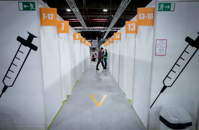 FILE PHOTO: COVID-19 vaccination centre at a former ice stadium in Berlin