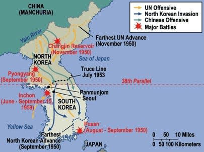 Map of the Korea DMZ from January 1951 to July 1953.