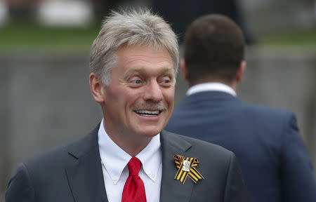 FILE PHOTO: Kremlin spokesman Dmitry Peskov in Red Square in Moscow for World War Two Victory Day celebrations, Russia May 9, 2019. REUTERS/Maxim Shemetov/File Photo