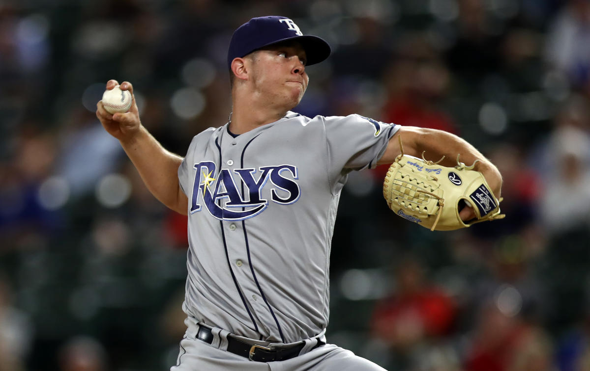 Tyler Glasnow of the Tampa Bay Rays returns to the dugout in the News  Photo - Getty Images