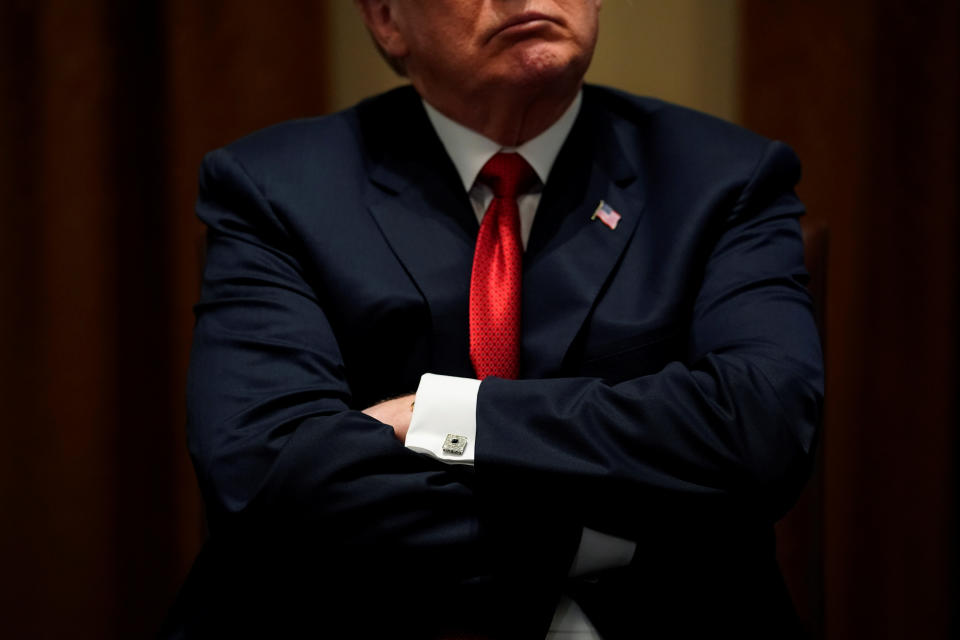 U.S. President Donald Trump meets with members of Congress and U.S. law enforcement about crime and immigration issues, specifically the MS-13 gang, at the White House in Washington, U.S. February 6, 2018. REUTERS/Jonathan Ernst