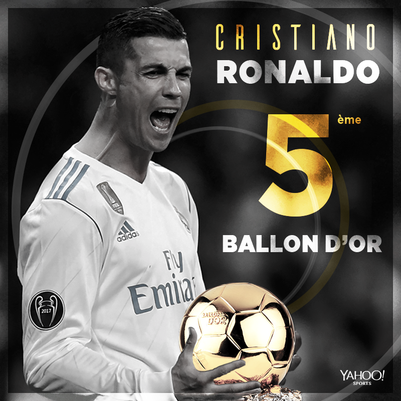 5e Ballon d’Or pour CR7 (Photo Yahoo Sport).