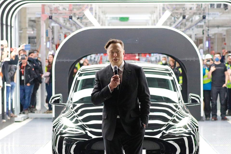 Tesla CEO Elon Musk speaks at the opening of Giga Berlin in March 2022. To date, the facility is Tesla’s only factory in Europe, a potentially huge EV market.