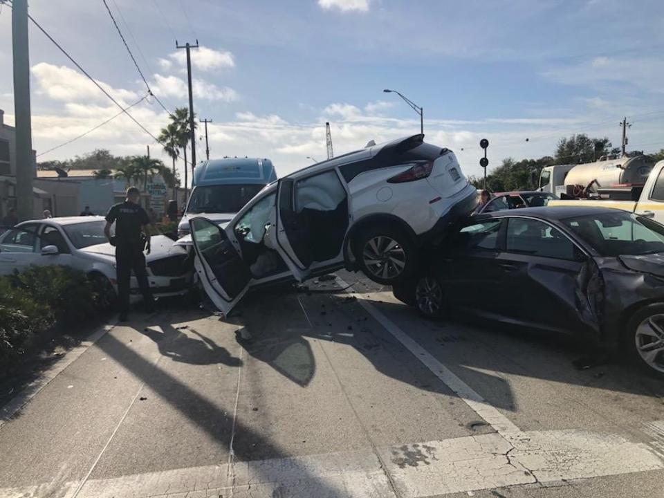 Two people were in stable condition at hospitals following a crash involving at least four vehicles on U.S. Highway 1 at Aviation Boulevard in Vero Beach Monday Jan. 10, 2022, fire officials said.