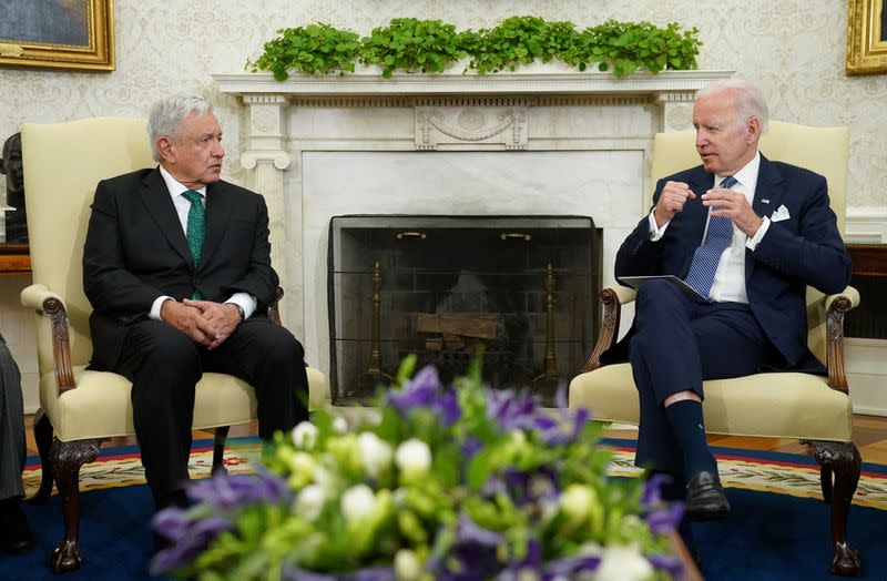 Foto del martes de los Presidentes de EEUU Joe Biden y de Mexico Andres Manuel Lopez Obrador en el Salón Oval de la Casa Blanca