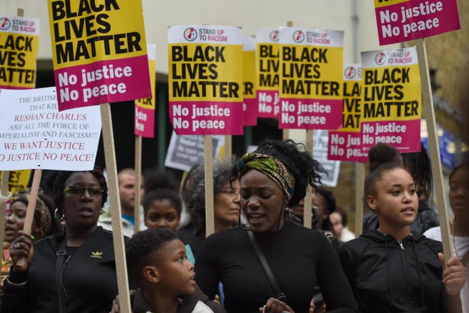 Members from Hackey Stand Up To Racism organised the protest. (PA)