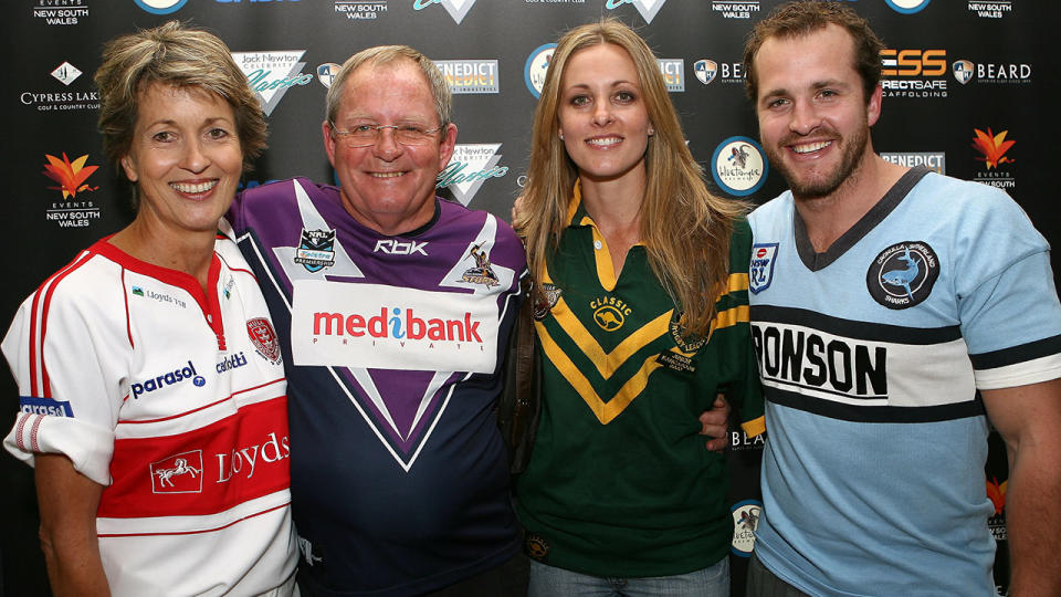 Jack Newton, pictured here with Jackie, Kirstie and Clint Newton at the Jack Newton Celebrity Golf Classic in 2008.