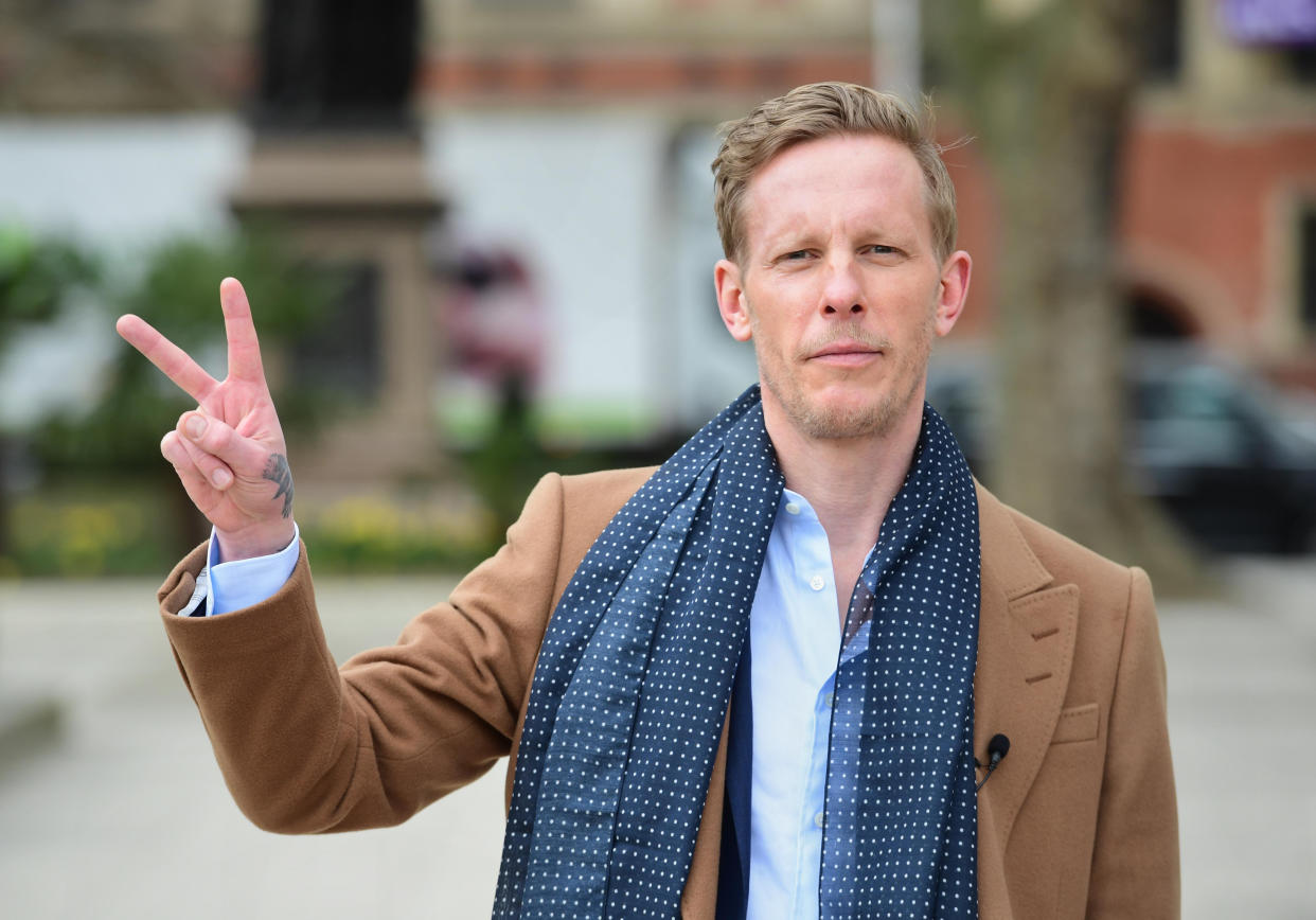 Leader of the Reclaim Party, Laurence Fox, at the launch of their party manifesto for the London Mayoral election, in Parliament Square, Westminster, central London. Picture date: Wednesday April 7, 2021.