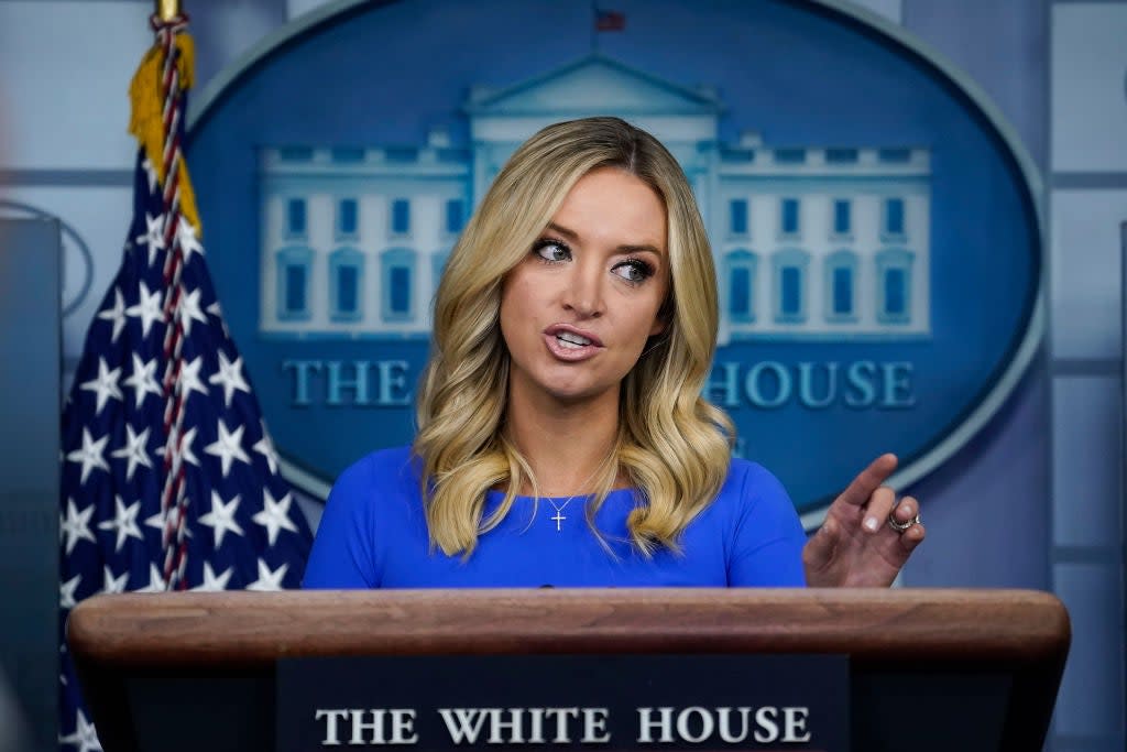 White House press secretary Kayleigh McEnany feuded with reporters on Thursday over Donald Trump's comments about the Proud Boys. (Getty Images)