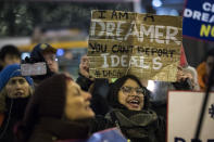 <p>Activists rally for the passage of a “clean” Dream Act, one without additional security or enforcement measures, outside the New York office of Sen. Chuck Schumer, Jan.10, 2018, in New York City. (Photo: Drew Angerer/Getty Images) </p>