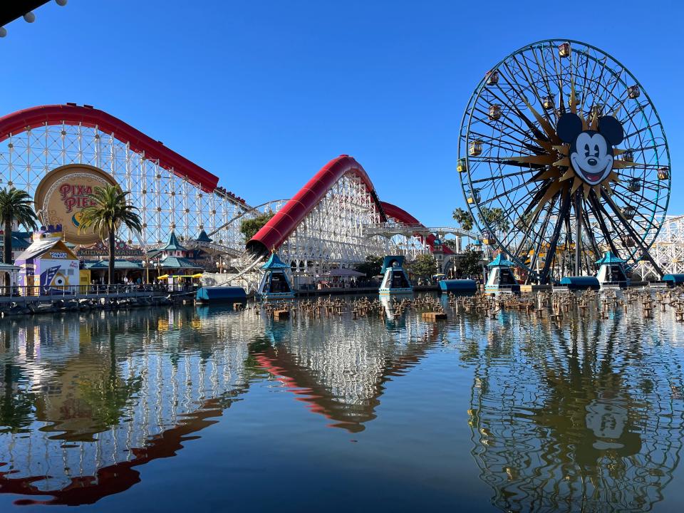 shot of pixar pier at disney california adventure park in disneyland