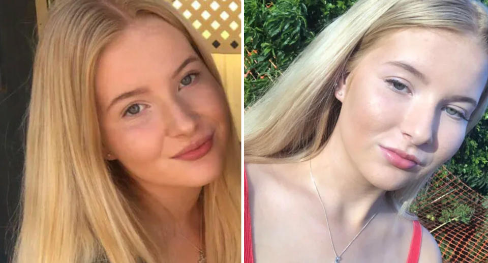 Two photos of Brooke Ryan who died at 16 after sniffing a deodorant in 2022.