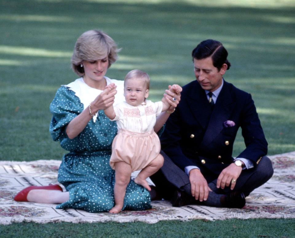 Princess Diana and Prince Charles with Prince William in the grounds of Government House, Auckland in 1983 - Credit: Rex Features