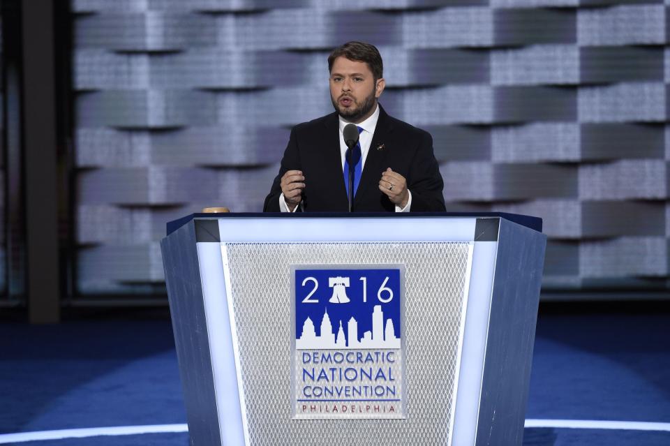 Rep. Ruben Gallego of Arizona speaks at the 2016 Democratic National Convention.