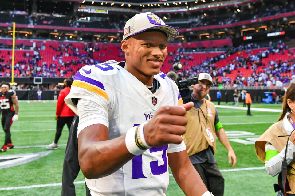 Josh Dobbs was all smiles on Sunday. (Rich von Biberstein/Icon Sportswire via Getty Images)