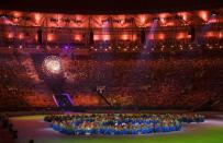 2016 Rio Olympics - Closing ceremony - Maracana - Rio de Janeiro, Brazil - 21/08/2016. Performers take part in the closing ceremony. REUTERS/Toby Melville