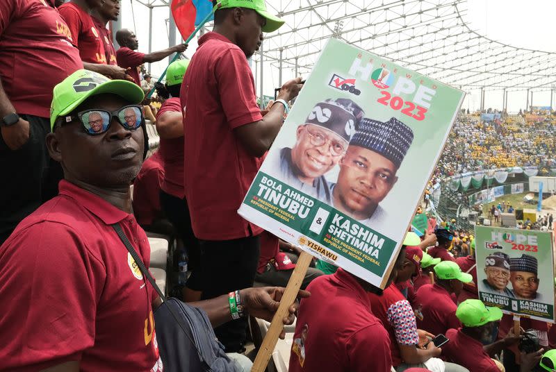 Nigerian ruling party's Tinubu holds final presidential election rally