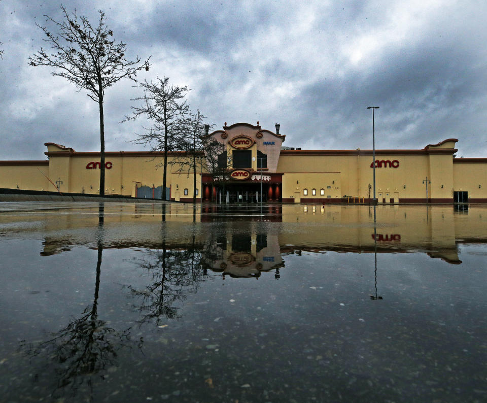 An empty parking lot at an AMC location in Methuen, Massachusetts, on March 29. (Photo: Photo by Jim Davis/The Boston Globe via Getty Images)