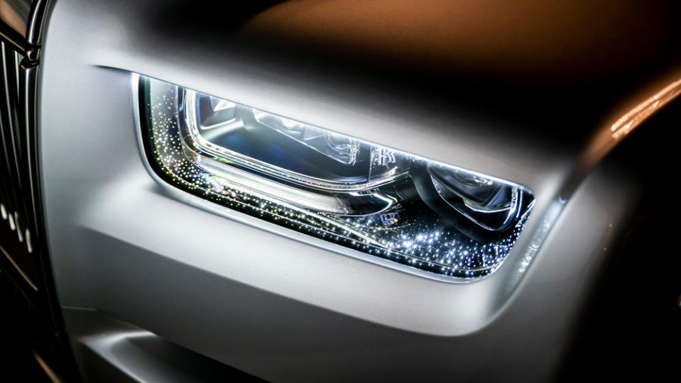 According to Rolls-Royce’s head of exterior design, “the headlights are graced with intricate laser-cut bezel starlights, creating a visual connection with the Starlight Headliner inside.” - Credit: James Lipman, courtesy of Rolls-Royce Motor Cars.