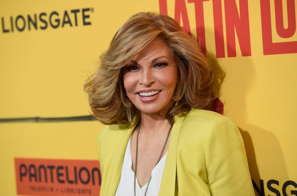 Actress Raquel Welch, seen here at the Los Angeles premiere of "How to Be a Latin Lover," has died at 82.