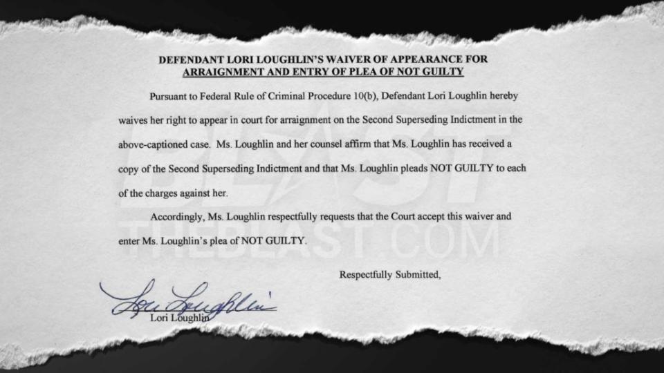 <p>Lori Loughlin and Mossimo Giannulli are clearly not trying to work out a deal with prosecutors, because they have both entered pleas of not guilty to all the charges against them. Loughlin and Giannulli both filed waiver of appearance forms in their federal case, advising the court they do not want to appear for an […]</p> <p>The post <a rel="nofollow noopener" href="https://theblast.com/lori-loughlin-mossimo-gianulli-plead-not-guilty/" target="_blank" data-ylk="slk:Lori Loughlin & Husband Plead Not Guilty in College Admissions Scandal;elm:context_link;itc:0;sec:content-canvas" class="link ">Lori Loughlin & Husband Plead Not Guilty in College Admissions Scandal</a> appeared first on <a rel="nofollow noopener" href="https://theblast.com" target="_blank" data-ylk="slk:The Blast;elm:context_link;itc:0;sec:content-canvas" class="link ">The Blast</a>.</p>