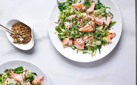 Bang bang wasabi salmon salad - Credit: Andrew Burton