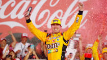 <p>Kyle Busch, 37, is a two-time NASCAR Cup Series champion (2015 and 2019), with 60 race victories.</p> <p>The younger brother of Kurt Busch, Kyle is the all-time leader in NASCAR Xfinity Series victories with 102. He has 223 career wins across all three NASCAR series.</p> <p>Known as "Candy Man" for his longtime association with candy manufacturer Mars Wrigley, Kyle drives a car with M&M decals.</p> <p><a href="https://www.gobankingrates.com/net-worth/sports/kyle-busch-net-worth/?utm_campaign=1170631&utm_source=yahoo.com&utm_content=9&utm_medium=rss" rel="nofollow noopener" target="_blank" data-ylk="slk:Can you guess what a sweet deal he got, and his total net worth?;elm:context_link;itc:0;sec:content-canvas" class="link ">Can you guess what a sweet deal he got, and his total net worth?</a></p> <p><small>Image Credits: Shutterstock.com</small></p>