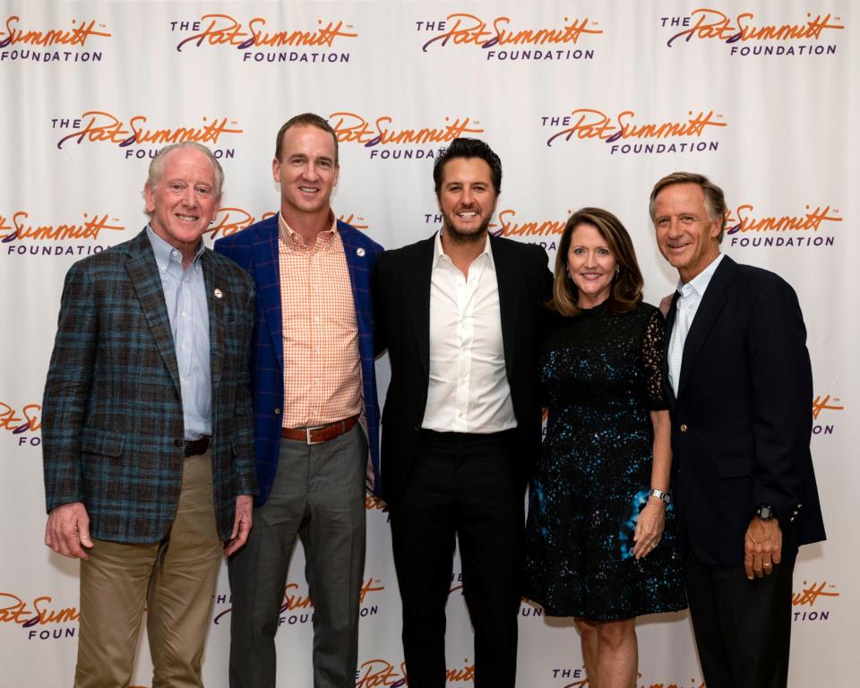 Archie Manning, Peyton Manning, Luke Bryan, First Lady Chrissy Haslam and Gov. Bill Haslam joined forces Wednesday to raise money for University of Tennessee basketball legend Pat Summitt's foundation.