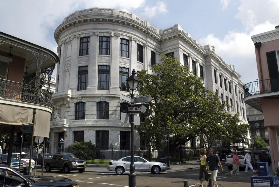 FILE - The rear view on Chartres Street of the newly renovated home of the Louisiana Supreme Court, located in the French Quarter, New Orleans on May 10, 2004. Kenneth Gleason, a white man whose murder conviction in the killing of a Black man was vacated because he killed himself while his appeal was pending should not have been legally exonerated, Louisiana's Supreme Court ruled Thursday, Nov. 10, 2022. (AP Photo/Judi Bottoni, File)