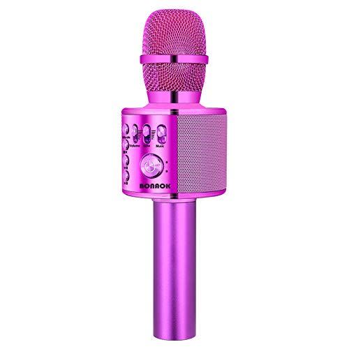 BONAOK Wireless Bluetooth Karaoke Microphone,3-in-1 Portable Handheld karaoke Mic Speaker Machine Christmas Birthday Home Party for Android/iPhone/PC or All Smartphone(Q37 Purple)