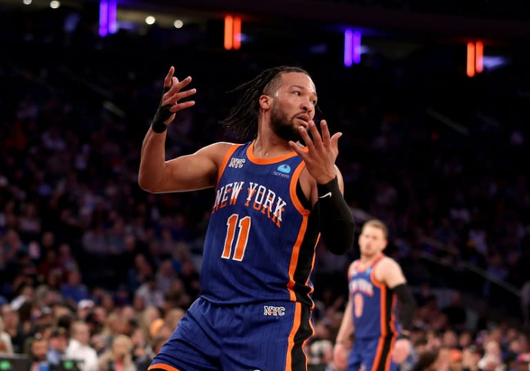 Jalen Brunson, le meneur de jeu des New York Knicks, au cours du match de NBA contre les Chicago Bulls le 14 avril 2024 au Madison Square Garden à New York (ELSA)