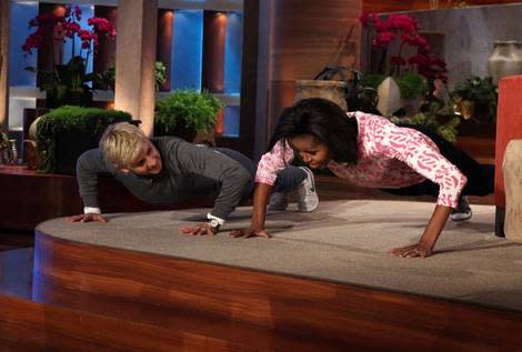 Michelle Obama Wins Push-Up Contest Against Ellen DeGeneres! 