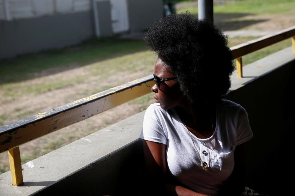 <p>A woman sits in a shelter in Antigua for those forced to leave the island just after a month after Hurricane Irma struck the Caribbean islands of Antigua and Barbuda, October 7, 2017. REUTERS/Shannon Stapleton </p>