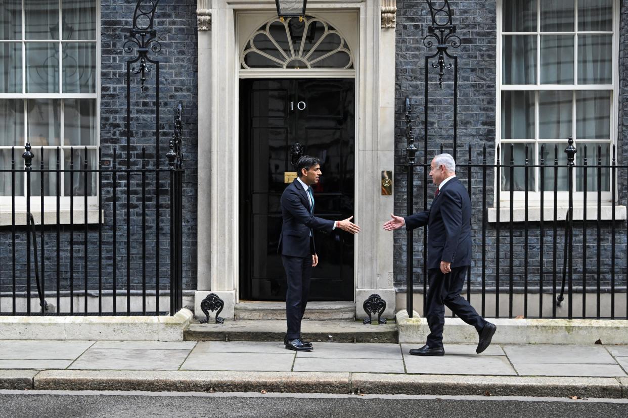 Sunak greets Netanyahu on No 10 doorstep (Reuters)