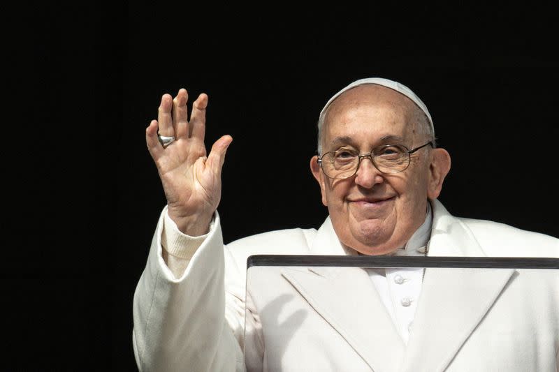 Pope Francis leads Angelus prayer from his window, at the Vatican